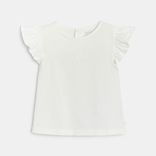 Ensemble jupe fleurie à bretelles et t-shirt blanc bébé fille
