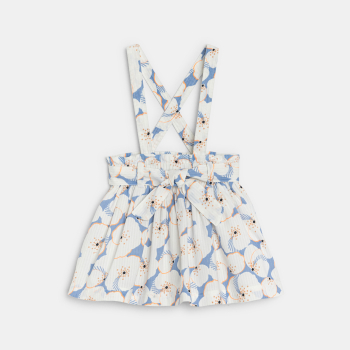Ensemble jupe fleurie à bretelles et t-shirt blanc bébé fille