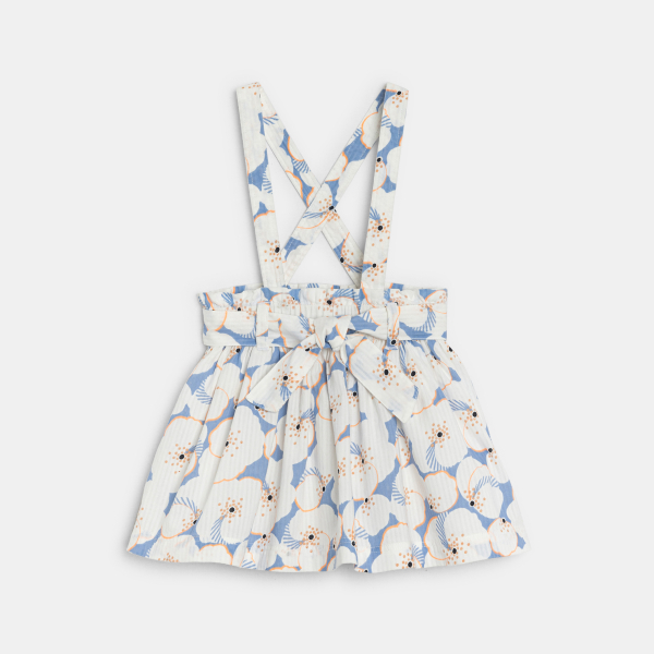 Ensemble jupe fleurie à bretelles et t-shirt blanc bébé fille