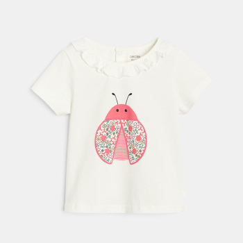 T-shirt col volanté insecte...