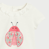 T-shirt col volanté insecte blanc bébé fille