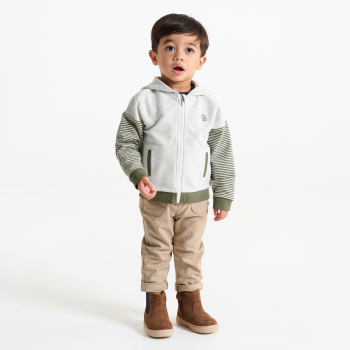 Sweat zippé à capuche coton fantaisie vert bébé garçon