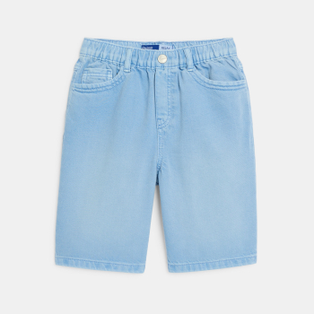 Bermuda relax en toile teintée bleu Garçon