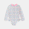 Combi de bain fleurie rose bébé fille