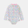 Combi de bain fleurie rose bébé fille
