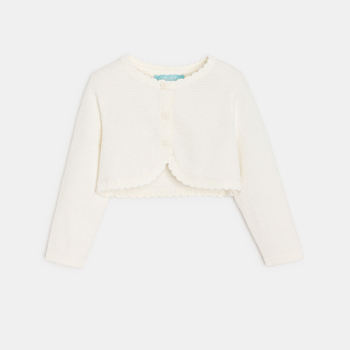 Boléro maille tricot blanc bébé fille
