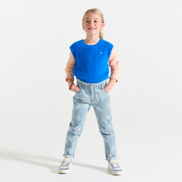 Jean paperbag à pois bleu clair Fille