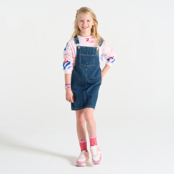 Robe-salopette en jean brut bleu Fille