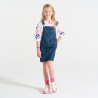 Robe-salopette en jean brut bleu Fille