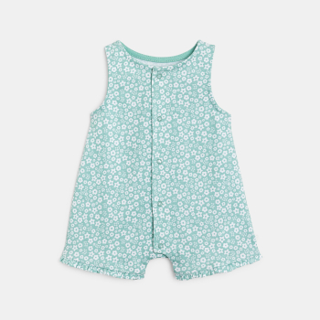 Combi courte fleurie bleu bébé fille