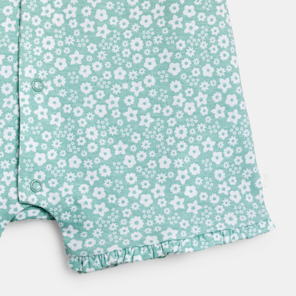 Combi courte fleurie bleu bébé fille