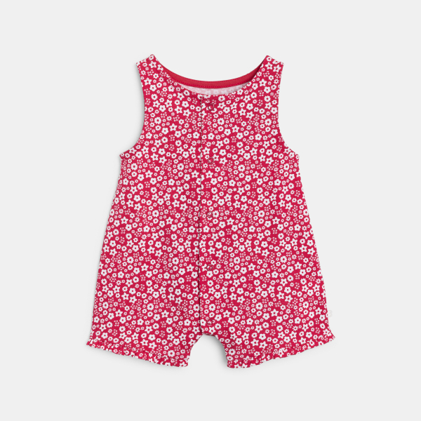 Combi courte fleurie rose bébé fille