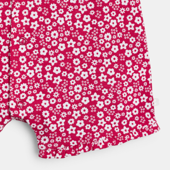 Combi courte fleurie rose bébé fille
