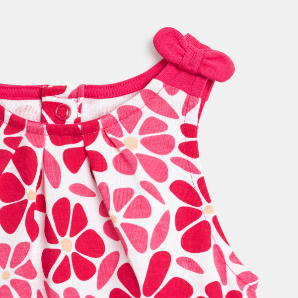 Combi courte fleurie rose bébé fille