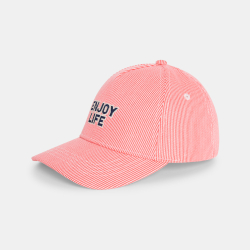 Casquette rayée en toile message brodé orange Garçon