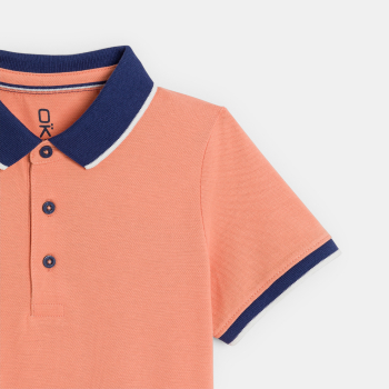 Polo manches courtes en jersey piqué orange Garçon