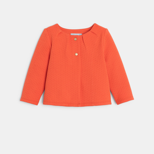 Gilet maille gaufrée orange bébé fille