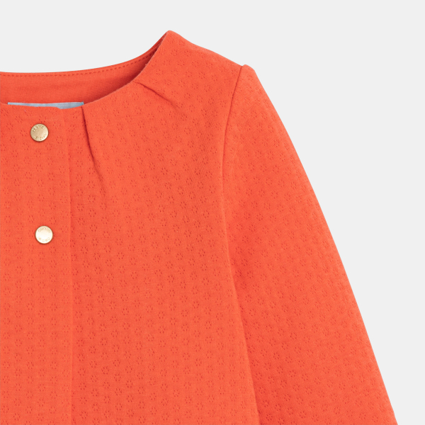 Gilet maille gaufrée orange bébé fille