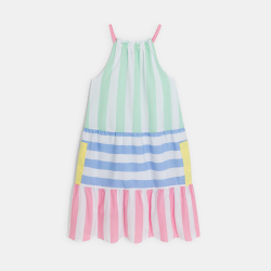Robe en popeline rayée à...