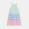 Robe en popeline rayée à bretelles rose Fille