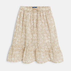 Jupe imprimée volantée beige Fille