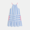 Robe en popeline rayée à bretelles bleu Fille