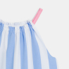 Robe en popeline rayée à bretelles bleu Fille