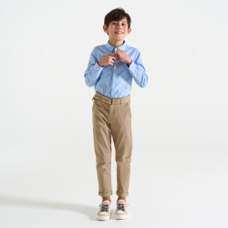 Pantalon chino slim + ceinture beige Garçon