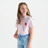 T-shirt manches courtes motif fraise rose Fille