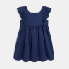 Robe évasée imprimée à mancherons volantés bleu fille