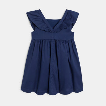 Robe évasée imprimée à mancherons volantés bleu fille