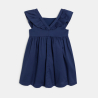 Robe évasée imprimée à mancherons volantés bleu fille