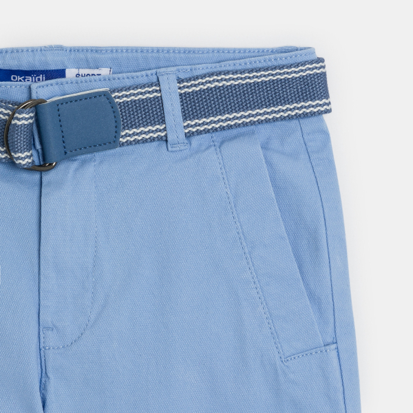 Bermuda chino ceinturé bleu Garçon