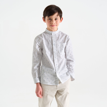 Chemise col Mao imprimée blanc Garçon