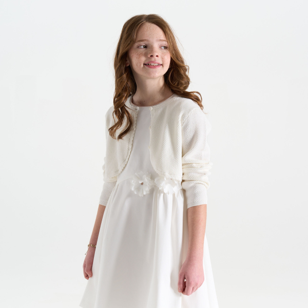 Boléro en tricot écru Fille