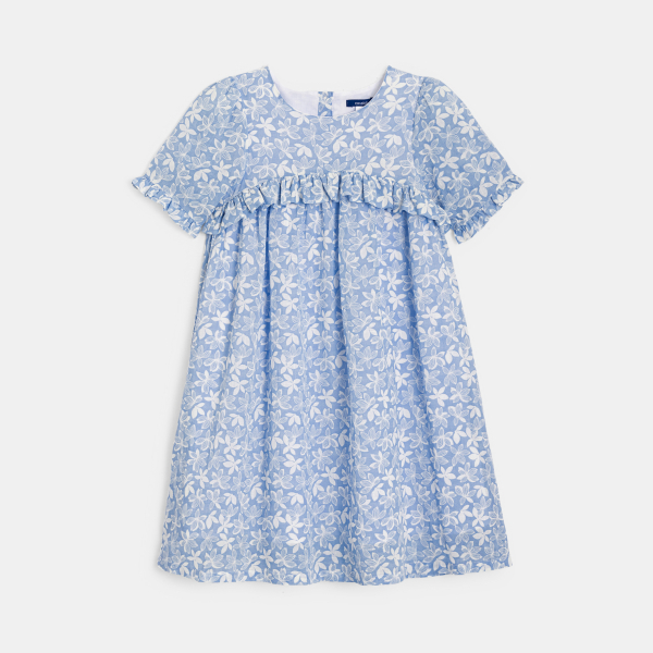 Robe volantée imprimée bleu Fille