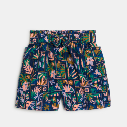 Short ample imprimé bleu Fille