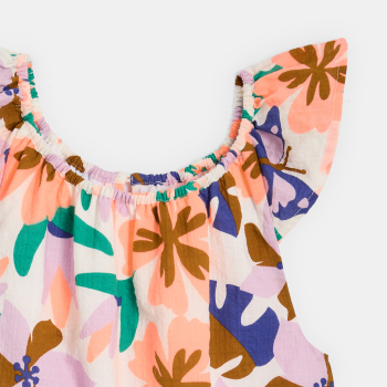 Combishort imprimé orange Fille