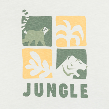 بيجاما صيفية جيرسيه من قطعتين، اللون أخضر كاكي للأولاد