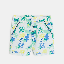 Short twill de coton imprimé blanc bébé garçon