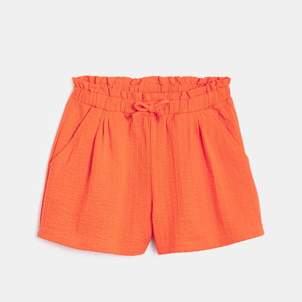 Short souple en jersey fantaisie orange Fille