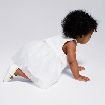 Robe chic 2 en 1 dentelle blanc bébé fille