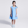 Robe chic unie nœud épaule bleu Fille