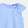 Robe chic unie nœud épaule bleu Fille