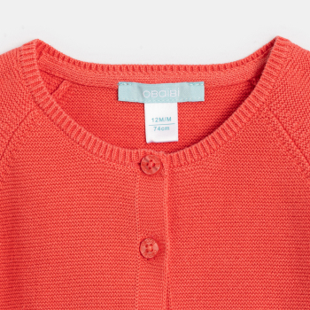 Gilet tricot à revers rose bébé fille