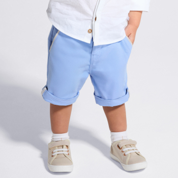 Short chic esprit lin bleu clair bébé garçon