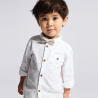Chemise imprimée manches longues retroussables blanc bébé garçon