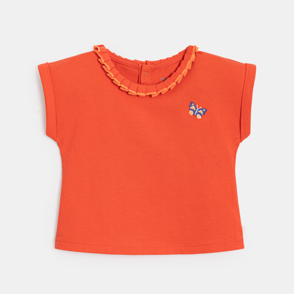 T-shirt jersey et short imprimé orange bébé fille