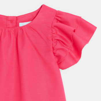 Robe manches volantées rose bébé fille
