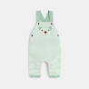 Salopette longue coton fantaisie rayé et body vert bébé garçon